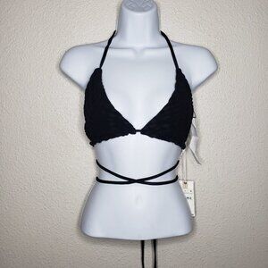 NWT Good American Sz XL(4) Checkered Texture Wrap Around Bikini Top(784)